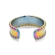 Ion Plating(IP) Rainbow Color 304 Stainless Steel Flat Open Cuff Ring for Women RJEW-C025-10M-3