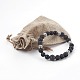 Braccialetti elasticizzati con perline di pietra lavica naturale e agata nera naturale (tinta). BJEW-JB04005-03-4