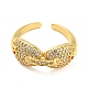 Hip Hop Pig Nose Rack Plating Brass Micro Pave Cubic Zirconia Open Cuff Ring for Women RJEW-F153-04G-2