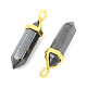 Natural Black Stone Bullet Double Terminated Pointed Pendants G-G902-B27-2