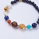 Gemstone and Blue Goldstone Stretch Bracelets BJEW-P190-04-2