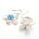 Flower Shell Pearl Dangle Earrings EJEW-I203-01C-2