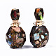 Colgantes de botellas de perfume que se pueden abrir de bronzita sintética y jaspe imperial ensamblados G-S366-060D-4