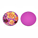 スプレープリントアイアン製ペンダント  ラバー加工スタイル  3dプリント  花柄  フラットラウンド  暗紫色  25.5x0.8mm  穴：1.2mm IFIN-T016-45-3