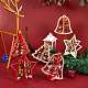 6セット6スタイルのクリスマスツリー＆スター＆ベル木製オーナメント  クリスマスツリー吊り飾り  クリスマスパーティーギフトの家の装飾のため  ミックスカラー  1セット/スタイル DIY-SZ0003-39-5