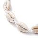 Bracelet de cheville en perles tressées en coquillage naturel avec perles turquoise synthétiques AJEW-AN00561-03-2