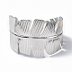 304 bracelet manchette ouvert plume en acier inoxydable pour femme BJEW-F442-01P-1