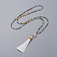 (vente d'usine de fêtes de bijoux) colliers pendentif pompon en polyester NJEW-JN02621-03-1