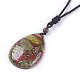 Adjustable Natural Indian Blood Stone Pendant Necklaces NJEW-A125-D02-2