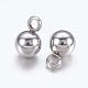 Original Color Ball Charms 304 Stainless Steel Round Pendants X-STAS-E037-1-2