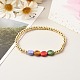 Banc plat rond perles acryliques bracelets extensibles BJEW-JB06677-4