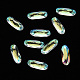 楕円形の透明なガラスカボション  ネイルアートの装飾の付属品  多面カット  ゴールド  11x4x3mm MRMJ-T009-095C-1
