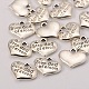 Charms de acero de plata antigua de corazón de estilo tibetano del tema de la boda X-TIBEP-N005-23C-2