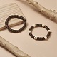 Set di 2 braccialetti elasticizzati con perline in legno naturale e cocco incrociati in stile 2 pezzo per donna BJEW-JB09317-2