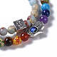 Two Loops Natural & Synthetic Gemstone Beads Warp Stretch Bracelets BJEW-JB04223-3
