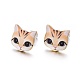 Boucles d'oreilles chaton en alliage plaqué or véritable 14k EJEW-G148-01G-09-1