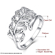 女性のための葉のスズ合金チェコラインストーンパーティー指輪  プラチナ  サイズ8  18.1mm RJEW-BB15377-8P-3
