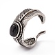 Feather Natural Hypersthene Cuff Rings RJEW-G273-14AS-02-4