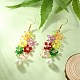 Fleur en perles acryliques avec boucles d'oreilles pendantes en perles d'imitation EJEW-MZ00061-2