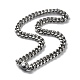 304 collar de cadena de eslabones cubanos de corte diamante de acero inoxidable con cierres de circonita cúbica. NJEW-P288-10P-1