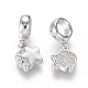 Brass Micro Pave Clear Cubic Zirconia European Dangle Charms ZIRC-G153-14P-2