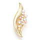 Broches de perlas naturales y hojas de vidrio para mujer. JEWB-N001-13G-1