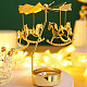 Fingerinspire 2 lot de bougeoirs rotatifs en forme de flocon de neige et de carrousel en métal argenté et doré - Bougeoir romantique en métal - Petit cadeau pour fête de mariage DJEW-FG0001-31-4