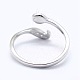 Adjustable 925 Sterling Silver Cuff Finger Ring Components STER-I016-044P-3