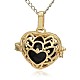 Golden Tone Brass Hollow Heart Cage Pendants KK-J243-05G-1