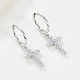 Boucles d'oreilles créoles pendantes en argent sterling plaqué rhodium avec micro pavé de zircones cubiques BH8612-2-3