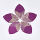 環境に優しいシープスキンレザーのビッグペンダント  葉  赤ミディアム紫  59x38x1.5mm  穴：1.5mm FIND-S301-21F-1