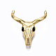 真鍮マイクロパヴェブラックキュービックジルコニアビーズ  牛の頭蓋骨  ゴールドカラー  20x18.5x5mm  穴：1.5mm ZIRC-T004-95G-1