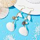 Pendientes colgantes de concha natural estilo bohemio con perlas de vidrio EJEW-JE05546-3