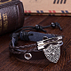 Bouclier rétro réglable avec alliage de zinc croix et bracelets en cuir tressé multi-brins BJEW-BB16031-10
