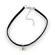 Faux colliers en daim cordon choker avec laiton de tonalité de platine pendentifs en strass et chaînes embouts de fer NJEW-R235-66-1