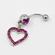 Body Jewelry Heart Alloy Rhinestone Navel Ring Belly Rings RB-D073-01-2