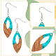 6 Paar zweifarbige Ohrhänger aus Kunstharz und Holz mit Eisenstiften EJEW-AB00031-3