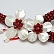Flower Glass Beaded Lariat Necklaces NJEW-P102-37A-3