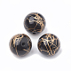 Drawbench Acrylic Beads, Spray Painted Style, Round, Black, 16mm, Hole: 2mm