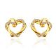 Real 18K Gold Plated Heart Tin Alloy Czech Rhinestone Stud Earrings EJEW-BB09850-B-1