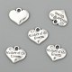 Wedding Theme Antique Silver Tone Tibetan Style Alloy Heart with Mother of the Groom Rhinestone Charms TIBEP-N005-17A-2