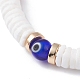 Bracelet extensible de perles rondes au chalumeau mauvais œil fait à la main BJEW-JB07230-6