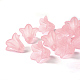 ピンクつや消し透明なアクリルフラワービーズ  17.5x12mm  穴：1.5mm X-PLF018-02-6