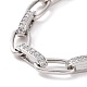 Clear Cubic Zirconia Oval Link Chain Bracelet BJEW-E015-01P-2