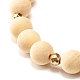 Natural Wood Round Beads Stretch Bracelet BJEW-JB07278-7