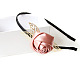 Ruban satin rose bandes de cheveux de fer bijoux X-OHAR-N0006-019-4