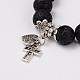 Heart & Cross Lava Rock Beaded Charm Bracelets BJEW-D323-03-3