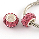 Polymer Clay Rhinestone European Large Hole Beads with Silver Color Plated Brass Cores FPDL-R002-10-1