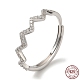 925 anello regolabile da donna in argento sterling con micro pavé di zirconi trasparenti placcati al rodio RJEW-G302-02P-1