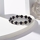 Bracelet extensible rond en pierre de lave naturelle et perles en alliage de cœur BJEW-JB07458-2
